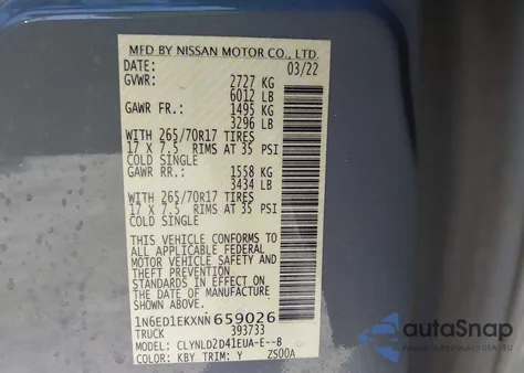 2022 Nissan Frontier Pro-4X 4X4 from USA, damaged, VIN 1N6ED1EKXNN659026